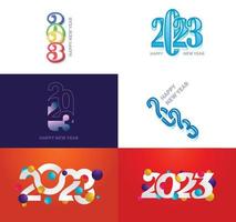 gran conjunto de 2023 feliz año nuevo diseño de texto de logotipo plantilla de diseño de número 2023 vector