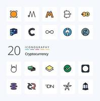 20 Cryptocurrency Line Filled Color icon Pack like coin crypto currency coin crypto vertcoin vector