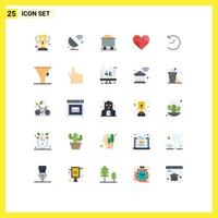 Editable Vector Line Pack of 25 Simple Flat Colors of twitter like cart favorite heart Editable Vector Design Elements