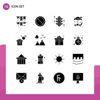 Universal Icon Symbols Group of 16 Modern Solid Glyphs of search construction rood city park Editable Vector Design Elements