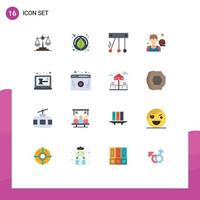 conjunto de 16 iconos de interfaz de usuario modernos símbolos signos para hombre avatar hoja atleta ciencia paquete editable de elementos de diseño de vectores creativos