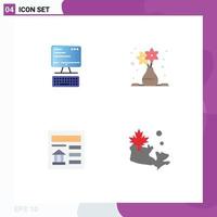 4 User Interface Flat Icon Pack of modern Signs and Symbols of computer document computing column bank Editable Vector Design Elements