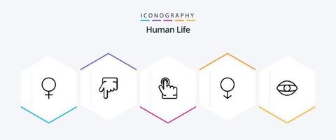 paquete de iconos humanos de 25 líneas que incluye . visión. mano. humano. ojo vector