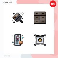 4 Creative Icons Modern Signs and Symbols of art box brush furniture web Editable Vector Design Elements