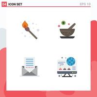 Pack of 4 creative Flat Icons of camping interface healthcare communication computer Editable Vector Design Elements
