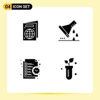 User Interface Pack of 4 Basic Solid Glyphs of beach list chemical flask sample flask task Editable Vector Design Elements