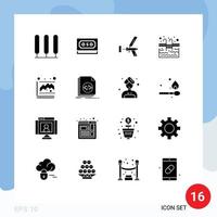 Set of 16 Commercial Solid Glyphs pack for water pool foamgun gun repair Editable Vector Design Elements