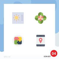 Universal Icon Symbols Group of 4 Modern Flat Icons of control planning anemone spring flower location Editable Vector Design Elements