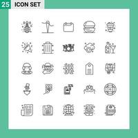 Set of 25 Modern UI Icons Symbols Signs for drink meal day food cooking Editable Vector Design Elements