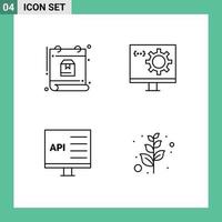 4 Universal Line Signs Symbols of calendar app package develop computer Editable Vector Design Elements