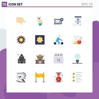 Group of 16 Modern Flat Colors Set for lock file scanner hardware electronics Editable Pack of Creative Vector Design Elements