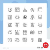 25 Creative Icons Modern Signs and Symbols of watch kit pound user mallet crane Editable Vector Design Elements