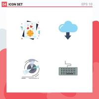 4 Universal Flat Icon Signs Symbols of card performance cloud download reference Editable Vector Design Elements