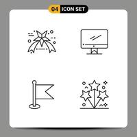 Set of 4 Vector Filledline Flat Colors on Grid for black friday location computer imac world Editable Vector Design Elements