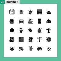 Set of 25 Modern UI Icons Symbols Signs for bowl user dessert interface app Editable Vector Design Elements