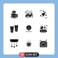 Set of 9 Modern UI Icons Symbols Signs for find flippers sale label diving paper Editable Vector Design Elements