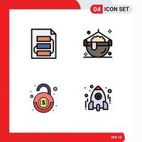 4 Creative Icons Modern Signs and Symbols of document bank strategy halloween robbery Editable Vector Design Elements