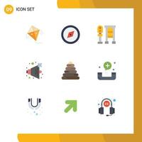 Set of 9 Modern UI Icons Symbols Signs for disease toy station pyramid volume Editable Vector Design Elements