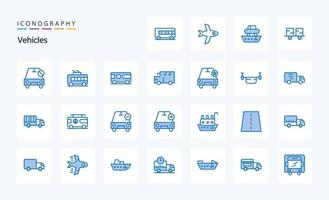 25 Vehicles Blue icon pack vector