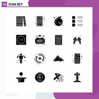 Pictogram Set of 16 Simple Solid Glyphs of electronic view new menu details Editable Vector Design Elements