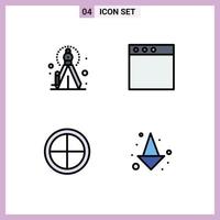 Filledline Flat Color Pack of 4 Universal Symbols of precision soldier app army arrow Editable Vector Design Elements