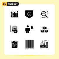 Set of 9 Vector Solid Glyphs on Grid for body real analysis estate worldwide Editable Vector Design Elements