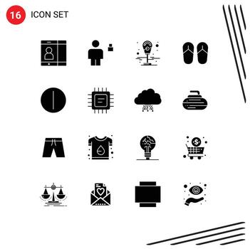 16 Solid Glyph concept for Websites Mobile and Apps cpu switch machine on foot Editable Vector Design Elements