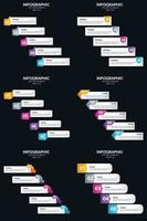 Vector 6 Infographics Pack Presentation slide template 5 Steps cycle diagrams and timelines