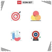 Universal Icon Symbols Group of 4 Modern Flat Icons of arrow chemistry success wheel flask Editable Vector Design Elements