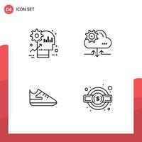 User Interface Pack of 4 Basic Filledline Flat Colors of brain exercise product setting sports Editable Vector Design Elements