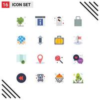 Pictogram Set of 16 Simple Flat Colors of protect key web menu hand Editable Pack of Creative Vector Design Elements