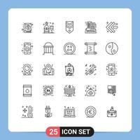 Set of 25 Vector Lines on Grid for appartment city badge building tag Editable Vector Design Elements