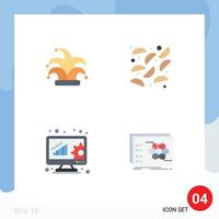 Group of 4 Modern Flat Icons Set for best data management mardi gras potato game Editable Vector Design Elements