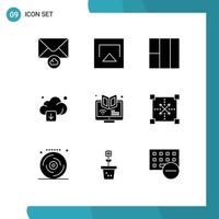 User Interface Pack of 9 Basic Solid Glyphs of course webinar cloud learning elearning Editable Vector Design Elements