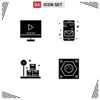 User Interface Pack of Basic Solid Glyphs of devices package tv message electric Editable Vector Design Elements