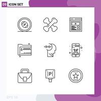 Modern Set of 9 Outlines and symbols such as zip files rheumatism share web Editable Vector Design Elements