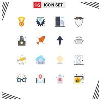 16 Universal Flat Color Signs Symbols of hacker men estate beared hipster Editable Pack of Creative Vector Design Elements