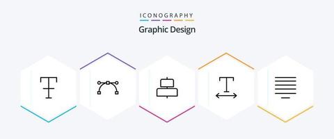 paquete de iconos de 25 líneas de diseño que incluye . horizontal. . centro vector