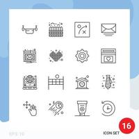 Outline Pack of 16 Universal Symbols of popup email boundary global email Editable Vector Design Elements