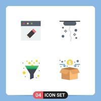 4 Flat Icon concept for Websites Mobile and Apps app funding corkscrew filter network Editable Vector Design Elements