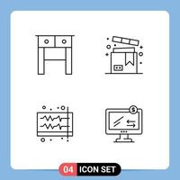 Group of 4 Filledline Flat Colors Signs and Symbols for desk music box shopping volume Editable Vector Design Elements