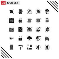 Pictogram Set of 25 Simple Solid Glyphs of research disease mobile shop bacteria website Editable Vector Design Elements