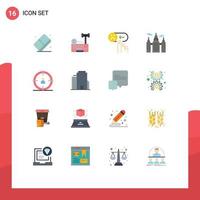 Pack of 16 Modern Flat Colors Signs and Symbols for Web Print Media such as seo canada laywer building sad Editable Pack of Creative Vector Design Elements