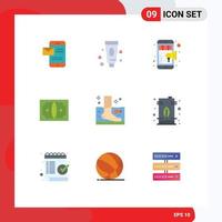 Pack of 9 creative Flat Colors of relaxation money online finance business Editable Vector Design Elements