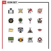 16 Universal Flat Color Filled Line Signs Symbols of radioactive off line notification right Editable Creative Vector Design Elements