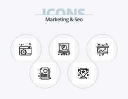 Marketing And Seo Line Icon Pack 5 Icon Design. graph. security. chart. account. password vector