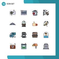 paquete de iconos de vectores de stock de 16 signos y símbolos de línea para equipos de sintetizador de música de montaña elementos de diseño de vectores creativos editables médicos