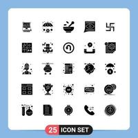 25 Universal Solid Glyphs Set for Web and Mobile Applications indian inbox medical email contact Editable Vector Design Elements