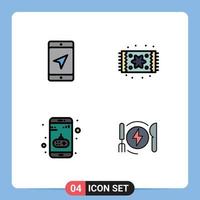 4 iconos creativos signos y símbolos modernos de muebles de servicio de entretenimiento móvil elementos de diseño vectorial editables móviles vector