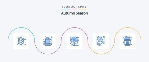 Autumn Blue 5 Icon Pack Including jar. honey. tea. fall. tree vector